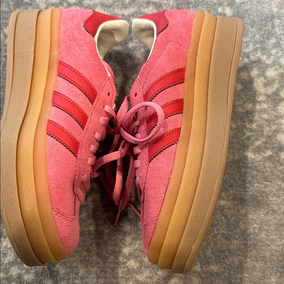 adidas Other - adidas kids Pink gazelle Suede Sneakers with Red Stripes and Gum Sole size 4